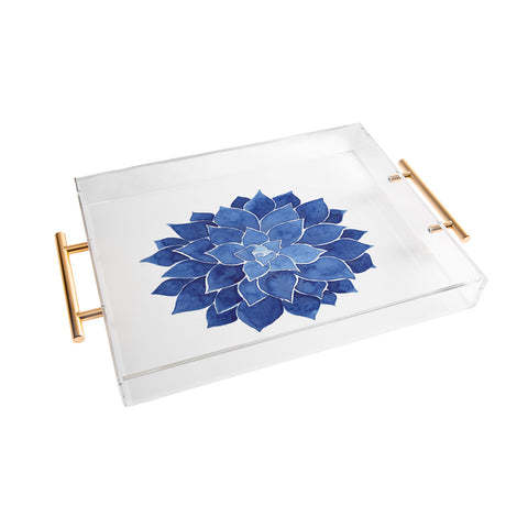 Kris Kivu Indigo Succulent Watercolor Acrylic Tray