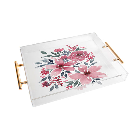 Kris Kivu Modern Watercolor Florals No 2 Acrylic Tray