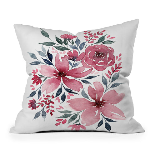 Kris Kivu Modern Watercolor Florals No 2 Outdoor Throw Pillow