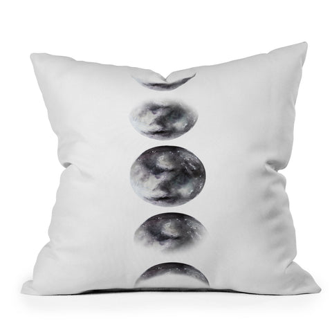 Kris Kivu Moon phases watercolor painting Outdoor Throw Pillow