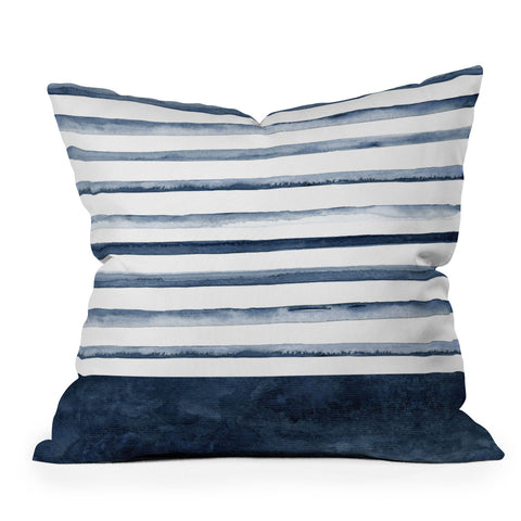Kris Kivu Stripes Watercolor Pattern Outdoor Throw Pillow