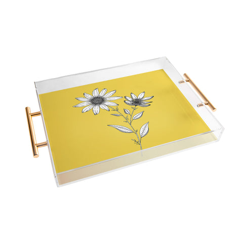 Kris Kivu Wildflower line drawing Botanical Art Acrylic Tray