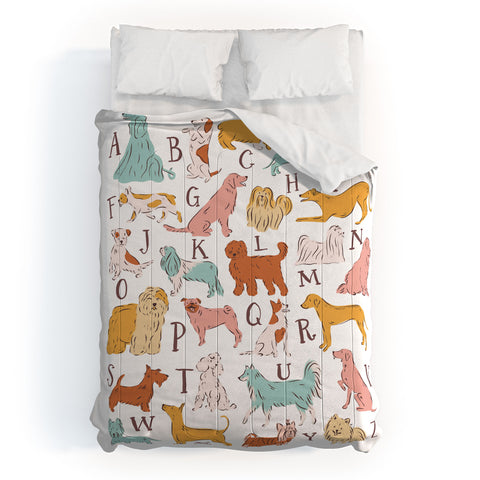 KrissyMast ABC Dogs in Retro Vintage Color Comforter