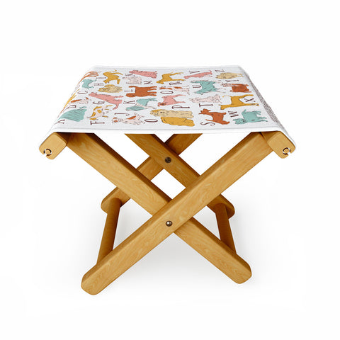 KrissyMast ABC Dogs in Retro Vintage Color Folding Stool