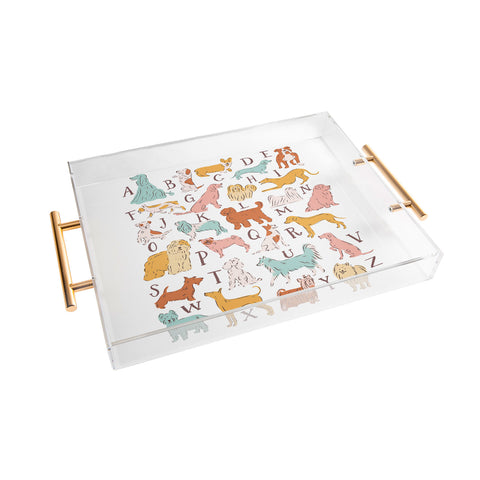 KrissyMast ABC Dogs in Retro Vintage Color Acrylic Tray