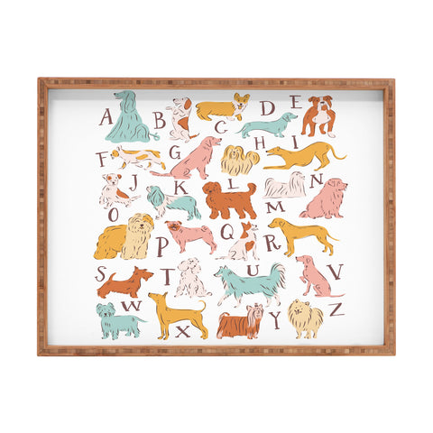 KrissyMast ABC Dogs in Retro Vintage Color Rectangular Tray