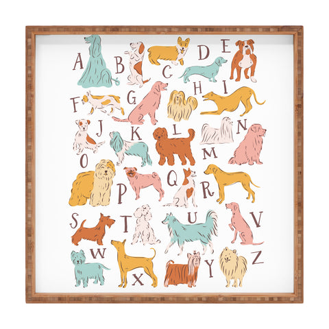KrissyMast ABC Dogs in Retro Vintage Color Square Tray