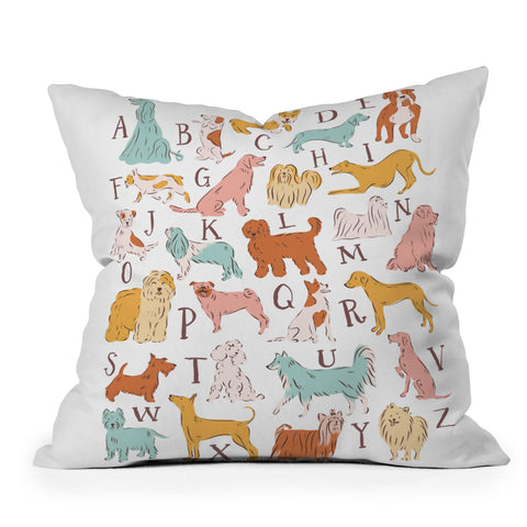 KrissyMast ABC Dogs in Retro Vintage Color Throw Pillow