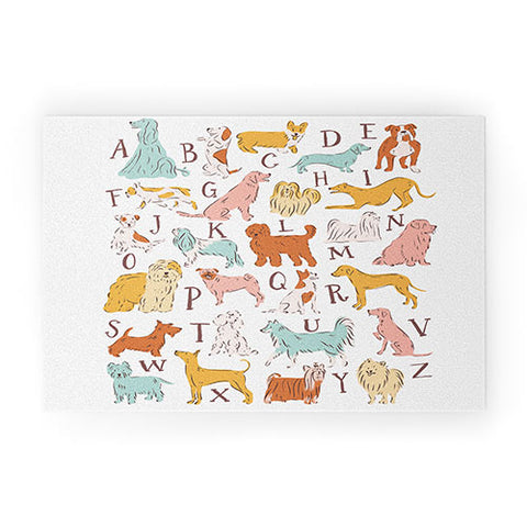 KrissyMast ABC Dogs in Retro Vintage Color Welcome Mat