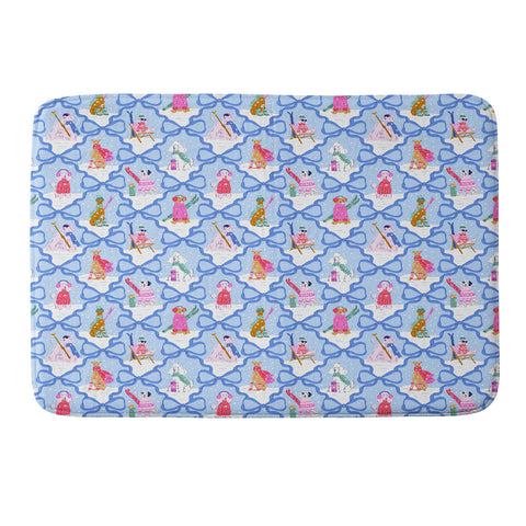 KrissyMast Apres Ski Dogs with Bows Memory Foam Bath Mat