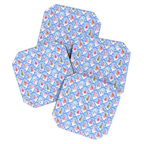 KrissyMast Apres Ski Dogs with Bows Coaster Set
