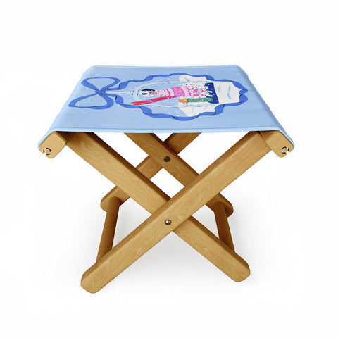 KrissyMast Apres Ski Dogs with Bows Folding Stool