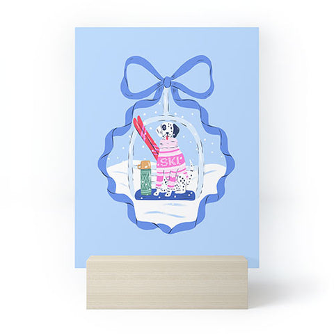 KrissyMast Apres Ski Dogs with Bows Mini Art Print