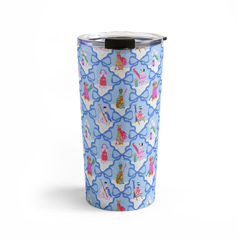 KrissyMast Apres Ski Dogs with Bows Travel Mug