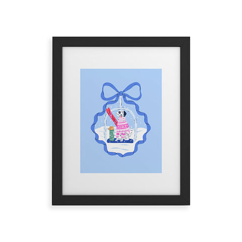 KrissyMast Apres Ski Dogs with Bows Framed Art Print