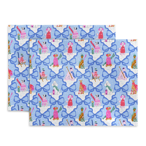 KrissyMast Apres Ski Dogs with Bows Placemat