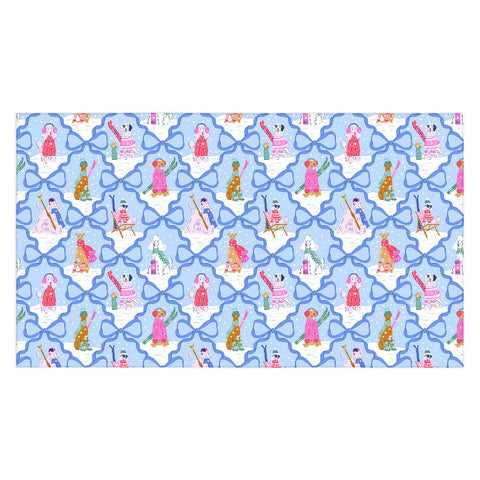 KrissyMast Apres Ski Dogs with Bows Tablecloth