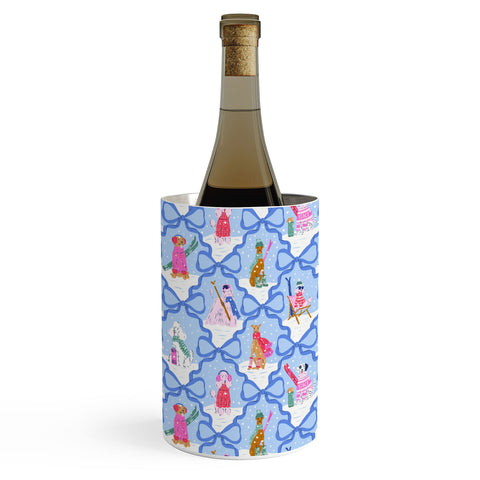 KrissyMast Apres Ski Dogs with Bows Wine Chiller