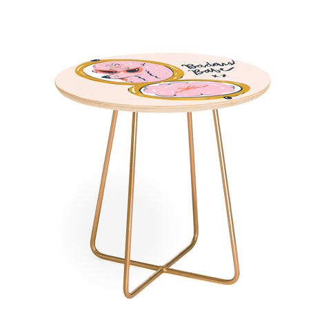 KrissyMast Badass Babe Pink Poodle Round Side Table