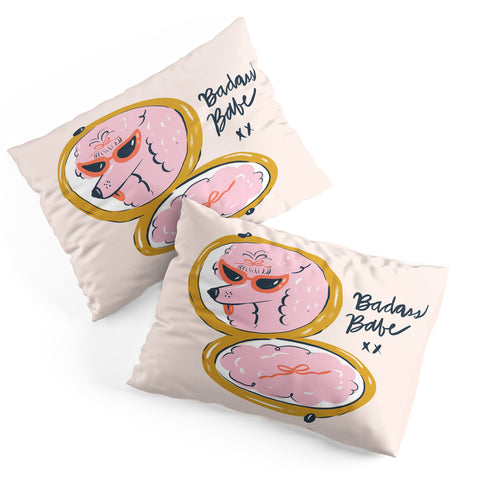 KrissyMast Badass Babe Pink Poodle Pillow Shams
