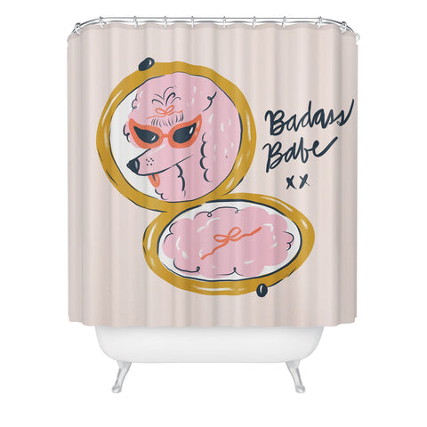 KrissyMast Badass Babe Pink Poodle Shower Curtain