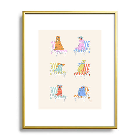 KrissyMast Beach Chair Dogs Metal Framed Art Print