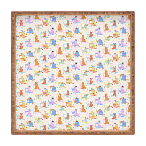 KrissyMast Beach Chair Dogs Square Tray