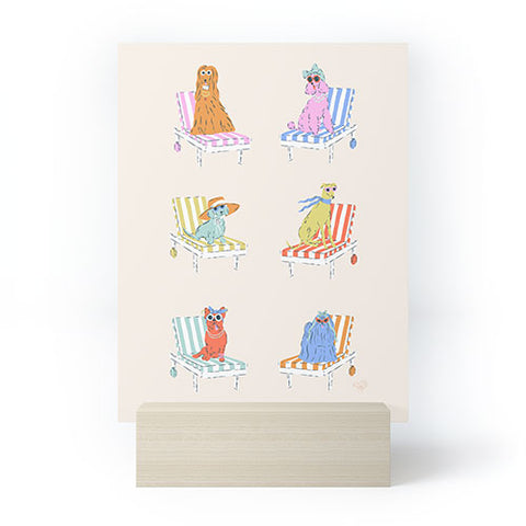 KrissyMast Beach Chair Dogs Mini Art Print