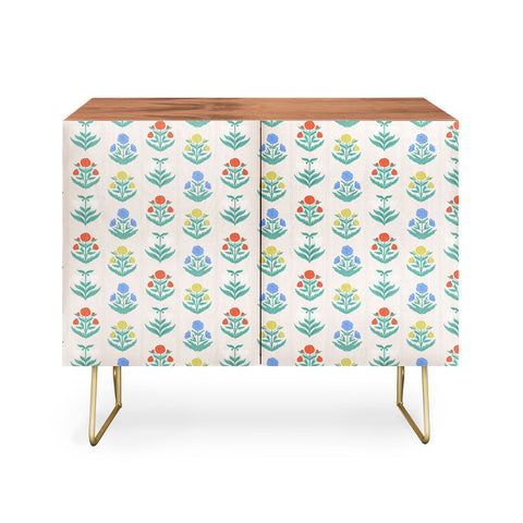 KrissyMast Block Print Flowers in Primary Credenza