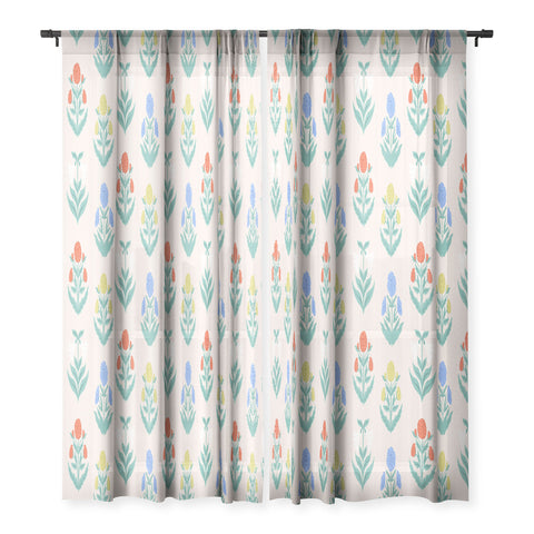 KrissyMast Block Print Flowers in Primary Sheer Non Repeat