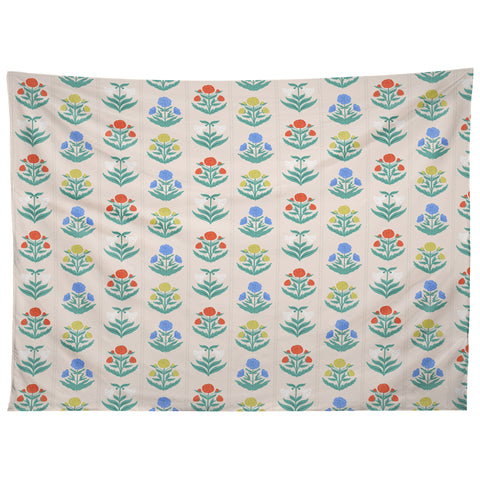KrissyMast Block Print Flowers in Primary Tapestry