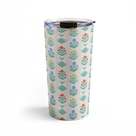 KrissyMast Block Print Flowers in Primary Travel Mug