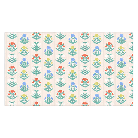 KrissyMast Block Print Flowers in Primary Tablecloth