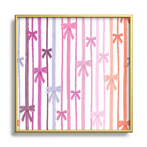 KrissyMast Bow Stripes Square Metal Framed Art Print