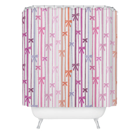 KrissyMast Bow Stripes Shower Curtain