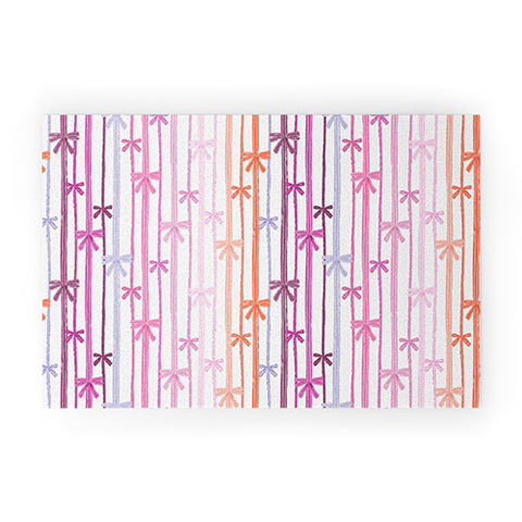 KrissyMast Bow Stripes Welcome Mat