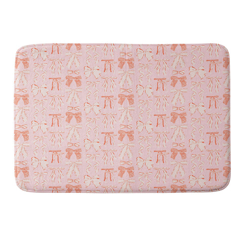 KrissyMast Bows in pink and cream Memory Foam Bath Mat