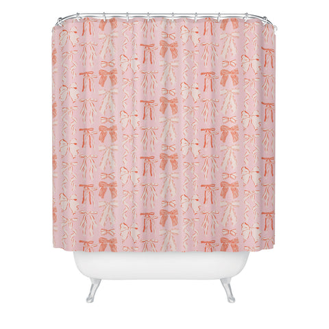 KrissyMast Bows in pink and cream Shower Curtain