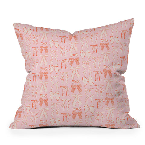 KrissyMast Bows in pink and cream Throw Pillow