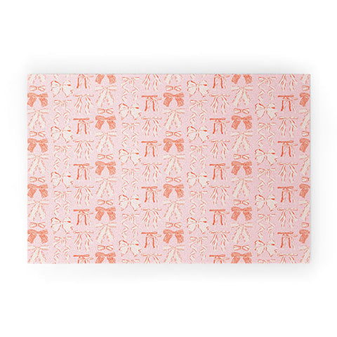 KrissyMast Bows in pink and cream Welcome Mat