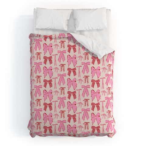 KrissyMast Bows in red and pink Duvet Cover