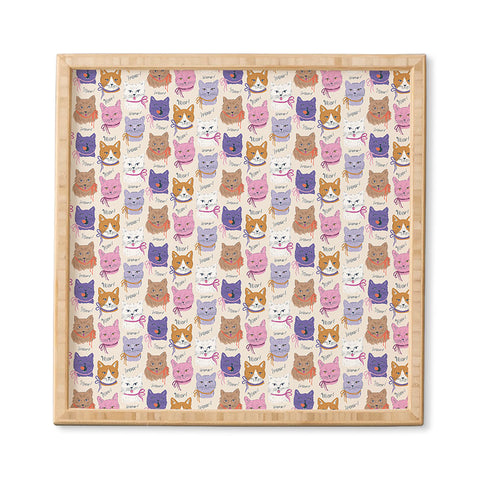 KrissyMast Cats in Purple and Brown Framed Wall Art