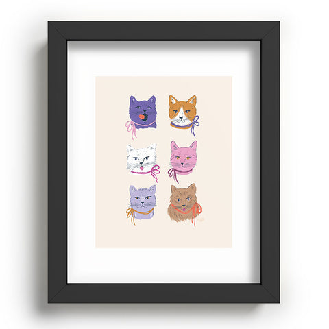 KrissyMast Cats in Purple and Brown Recessed Framing Rectangle