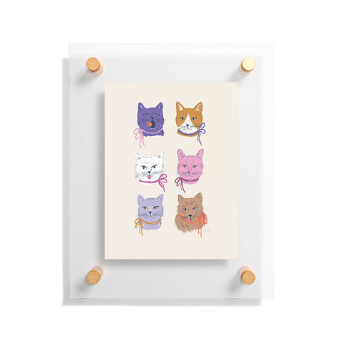 KrissyMast Cats in Purple and Brown Floating Acrylic Print