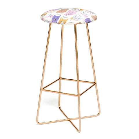 KrissyMast Cats in Purple and Brown Bar Stool