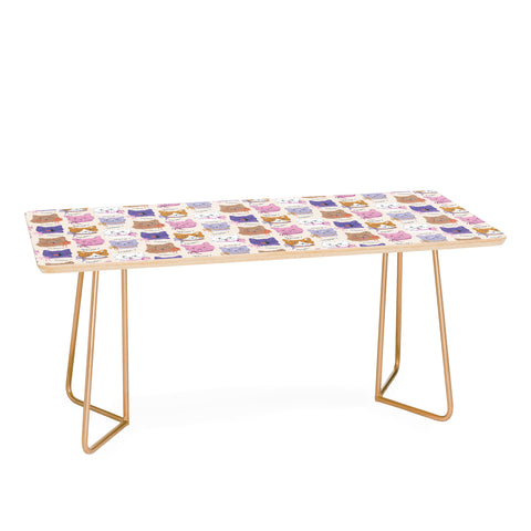 KrissyMast Cats in Purple and Brown Coffee Table