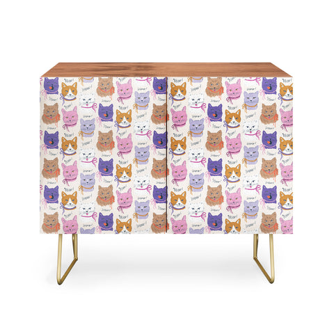 KrissyMast Cats in Purple and Brown Credenza