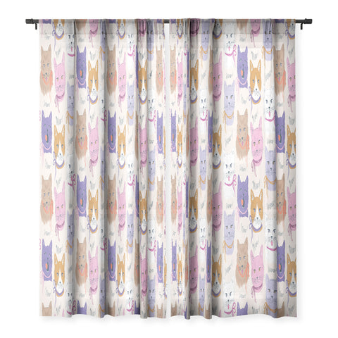 KrissyMast Cats in Purple and Brown Sheer Non Repeat