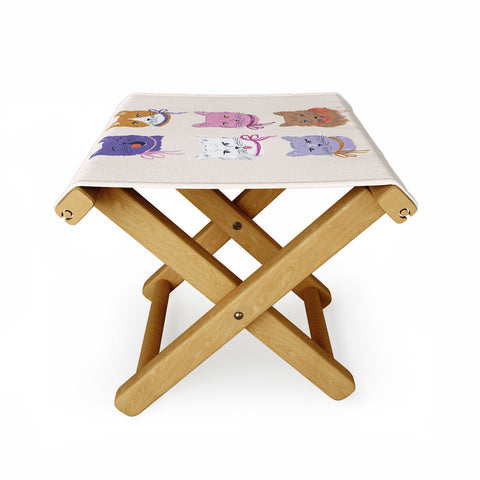KrissyMast Cats in Purple and Brown Folding Stool