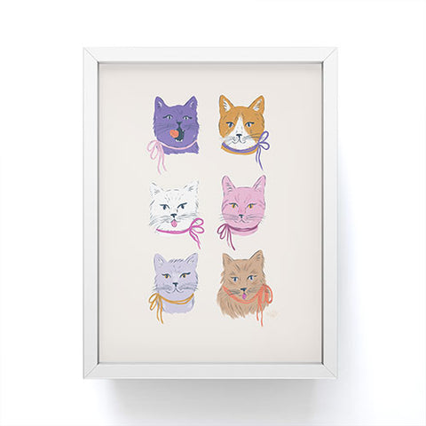 KrissyMast Cats in Purple and Brown Framed Mini Art Print